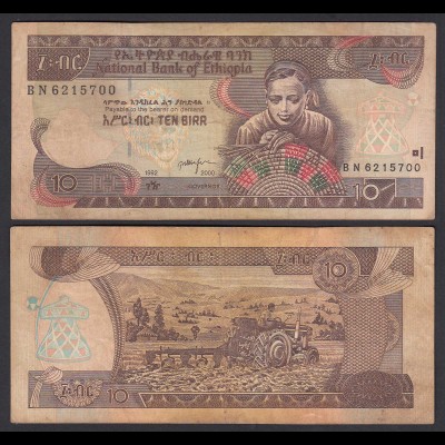Äthiopien - Ethiopia 10 Birr (2000) Banknote Pick 48b F (4) (25134