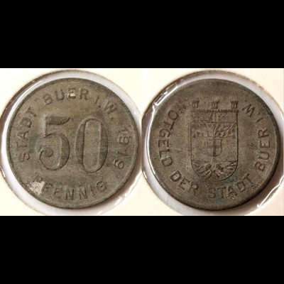 Buer (Gelsenkirchen) 50 Pfennig 1919 Notgeld Zink Funk 64.4 (n724