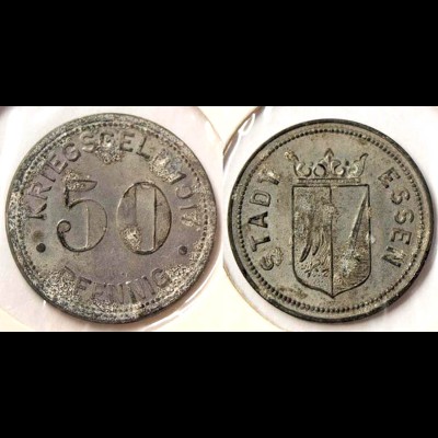Essen 50 Pfennig 1917 Kriegsgeld Notgeld Zink Funk 123.1 (n775