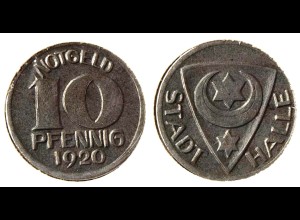 Halle 10 Pfennig 1920 Notgeld Eisen Funk 187.1 (n779