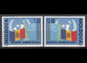 Moldawien - Moldova 1992 Mi.39-40 ** MNH Aufnahme in die UNO (65571