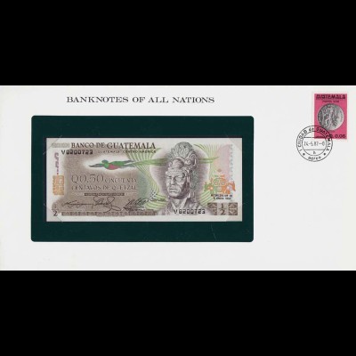 GUATEMALA 0,50 Quetzal Banknotes of all Nations Pick 58c UNC (1) (12712