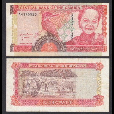 Gambia 5 Dalasi Banknote ND (2001-05) Pick 20 sig.12 VF (3) (27611