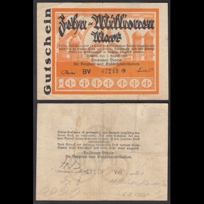 Bochum Bergbau Verein 10 Millionen Mark 1923 Notgeld Gutschein gebraucht (30031