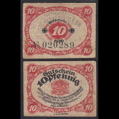 Glaucha 10 Pfennig 1920 Gutschein Notgeld (30056