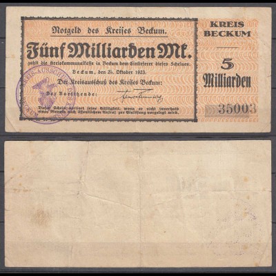 Beckum Kreis 5-Milliarden Mark Notgeld 1923 (30087