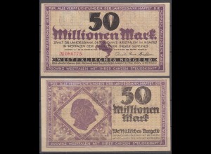 PROVINZ WESTFALEN Münster 50 Millionen Mark 1923 Notgeld 6-stellig rot (30105