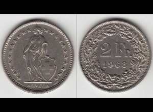 Schweiz - Switzerland 2 Franken Cu-Ni Münze 1968 (29995