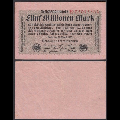 Ro 104a 5 Millionen Mark 1923 Pick 105 Serie H VF (3) (30150