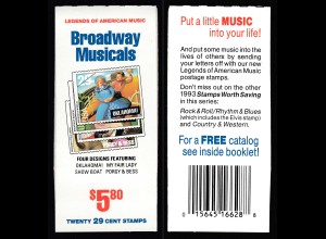 USA postfrisches MH 164 Heftchen 1993 BROADWAY MUSICALS (27633