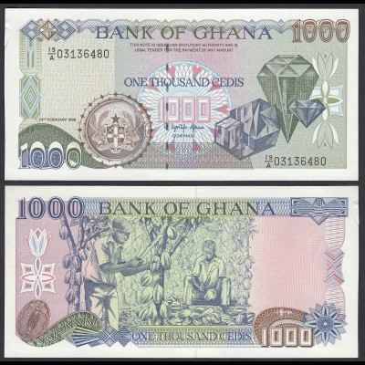 Ghana 1000 Cedis Banknote 1996 Pick 32a (25762