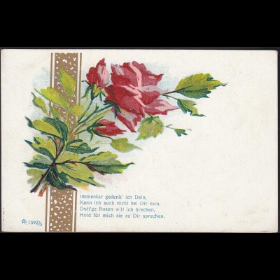 AK Blumen Rosen mit Gedicht (12429