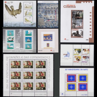 Portugal nice large Lot of 8 pieces SOUVENIR SHEETS MNH ** Opportunity (91006