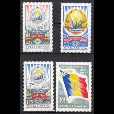 RUMÄNIEN - ROMANIA - 1967 Mi.2658-61 MNH postfr. 20 Jahre Republik (24657