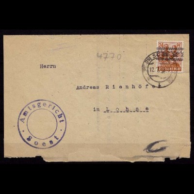 Soest Westfalen 1948 Gerichtsbrief Ladung nach Lohne (b187