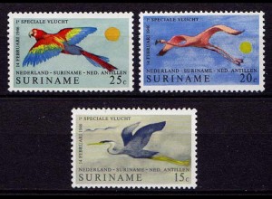 Surinam - Suriname 1971 Mi. 593-95 ** MNH Vögel Birds 25 Jahre Flugdienst (9559