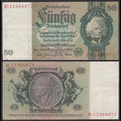 Ros 175b - 50 Reichsmark 1933 Pick 182a VF/XF (3/2) Udr A - Serie H (25542