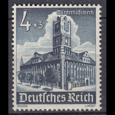3.Reich DR WW2 - 1940 Mi.Nr. 752 ** MNH 4+3 Pfg. Rathaus Thorn WHW (19922
