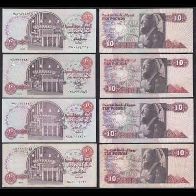 Ägypten - Egypt 4 Stück á 10 Pounds Banknoten versch. Jahrgänge ca. VF (3)