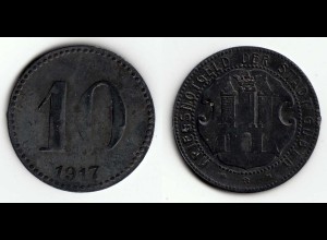 Guben Stadt 10 Pfennig 1917 Kriegs-Notgeld Zink Funk 178.1 (30363
