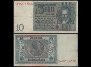 Ros 173a 10 Reichsmark 1929 Pick UDR P Serie Q - VF (3) (30365