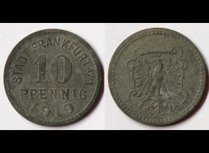 Germany - Frankfurt 10 Pfennig Notgeld 1919 Notgeld Pick 136.2 zinc (r1060