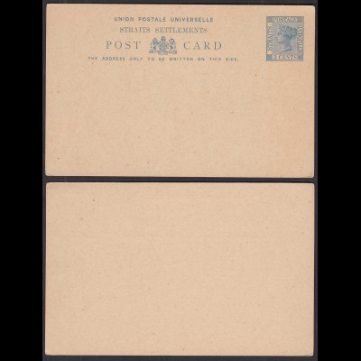 Straits Settlements alte 3 CENT Ganzsachen Victoria UPU Postcard * (30387