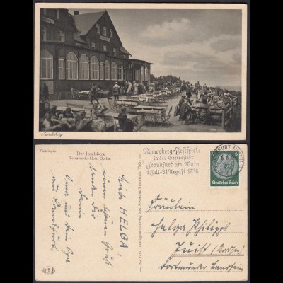 AK Der Inselberg Terasse des Hotel Gotha Thüringen 1936 (30428