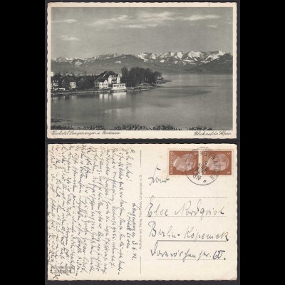 AK Langenargen Kurhotel am Bodensee Blik auf die Alpen 1942 (30469
