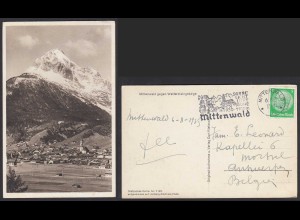 AK MITTENWALD Gesamtansicht mit Wettersteingebirge 1935 (30472