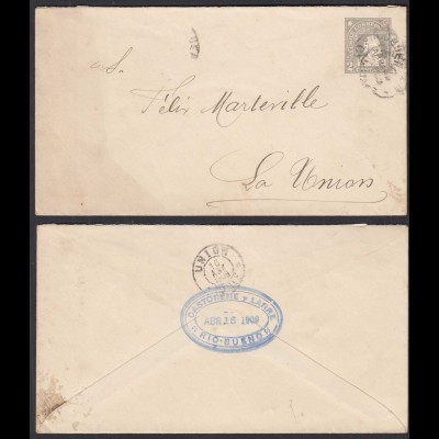 Chile Ganzsachen Umschlag 2 Cent 1909 Stationery cover Río Bueno - La Union