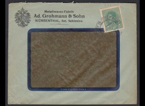 Österreichisch-Schlesien Geschäftsbrief 20 Heller Brief aus Würbenthal (30572