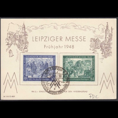 Alliierte Besetzung 1948 Leipziger Frühjahrsmesse 967-68 SST Ersttags-Karte