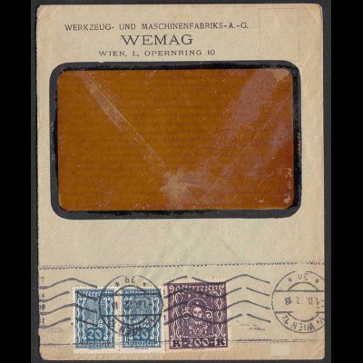 Österreich 1922 Umschlag Wemag Werkzeug + Maschinenfabrik aus Wien (30577