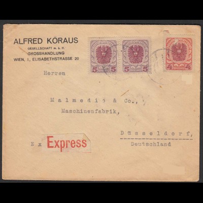 Österreich Express-Brief Wien 1921 nach Düsseldorf (30580