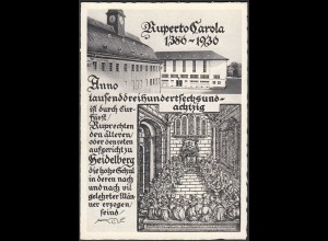 AK Uni Heidelberg Ruperto Carola 1386-1936 seltene Privat-Ganzsache (30595