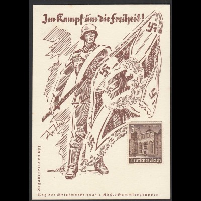 AK NS Propaganda Karte 3.Reich Im Kampf um die Freiheit KDF Sammlergruppen