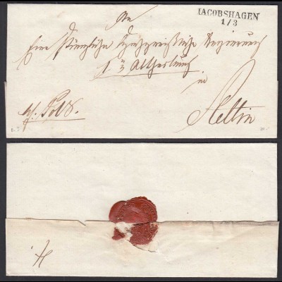 Vorphila Umschlag ca. 1825 IACOBSHAGEN L2 = JACOBSHAGEN - STETTIN (30639