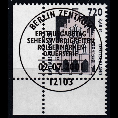 Freimarken Sehenswürdigkeiten 2001 Eckrand Mi. 2197 ESST 7,20 DM (30665