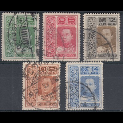 Siam - Thailand 5 Marken aus 1914 gestempelt siehe photo (27249