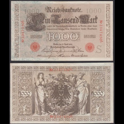 Ros 45g 1000 Mark Reichsbanknote 21.4.1910 XF (2) Pick 44b Udr S Serie L (26628
