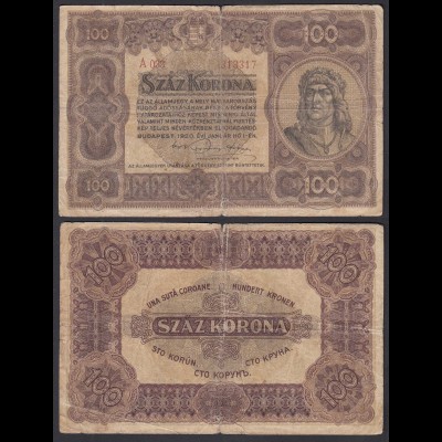 UNGARN - HUNGARY 100 Kronen Banknote 1920 VG (5) (29813