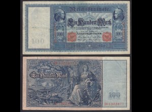 Ro 38 - 100 Mark Reichsbanknote 10.9.1909 - Serie: D Pick 38 VF (3) (30728