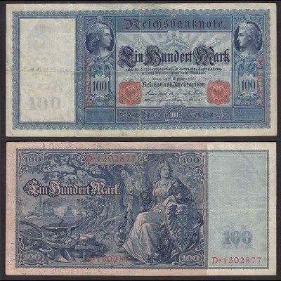 Ro 38 - 100 Mark Reichsbanknote 10.9.1909 - Serie: D Pick 38 VF (3) (30728