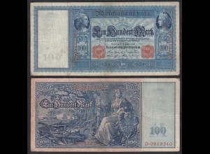 Ro 38 - 100 Mark Reichsbanknote 10.9.1909 - Serie: D Pick 38 VF (3) (30729