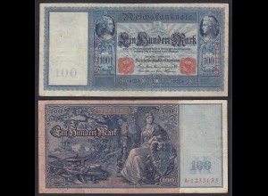 Ro 35 - 100 Mark Reichsbanknote 7.2.1908 - Serie: A Pick 35 VF (3) (30731