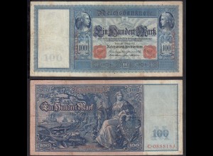Ro 35 - 100 Mark Reichsbanknote 7.2.1908 - Serie: C Pick 35 F (4) (30733