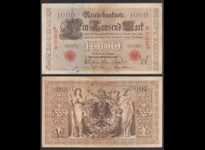 Ros. 26 1000 Mark Reichsbanknote 26.7.1906 Serie D Pick 27 Udr. W (30738