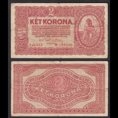 Ungarn - Hungary 2 Korona 1920 Banknote Pick 58 F+ (4+) Starnote (30739