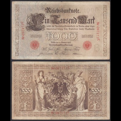 Ro 21 1000 Mark Reichsbanknote 10.10.1903 VF- (3-) Pick 23 Udr B Serie C 6-st.